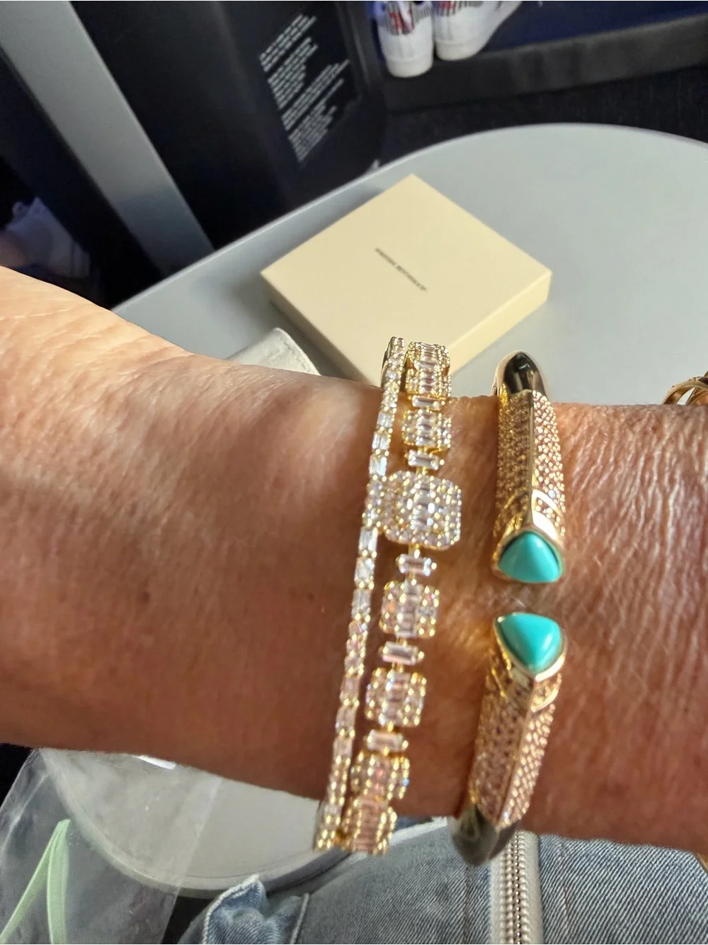 Freida Rothman Gold Crystal Tennis Bracelet new